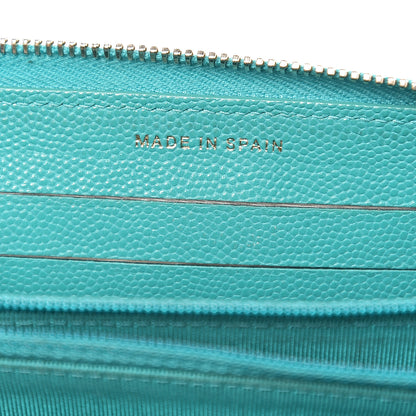 Chanel Caviar Quilted Small Zip Around Wallet Turquoise 6 of 14