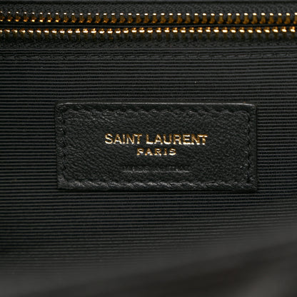 Saint Laurent Grain De Poudre Textured Mixed Matelasse Large Triquilt Monogram Satchel Black 6 of 10