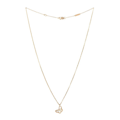 Van Cleef & Arpels 18K Yellow Gold Mother of Pearl Sweet Alhambra Butterfly Pendant Necklace 3 of 6