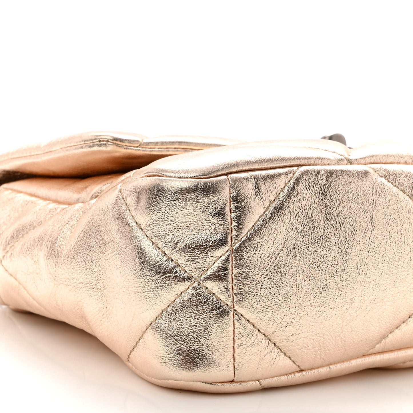 Metallic Lambskin Quilted Medium Chanel 19 Flap Gold