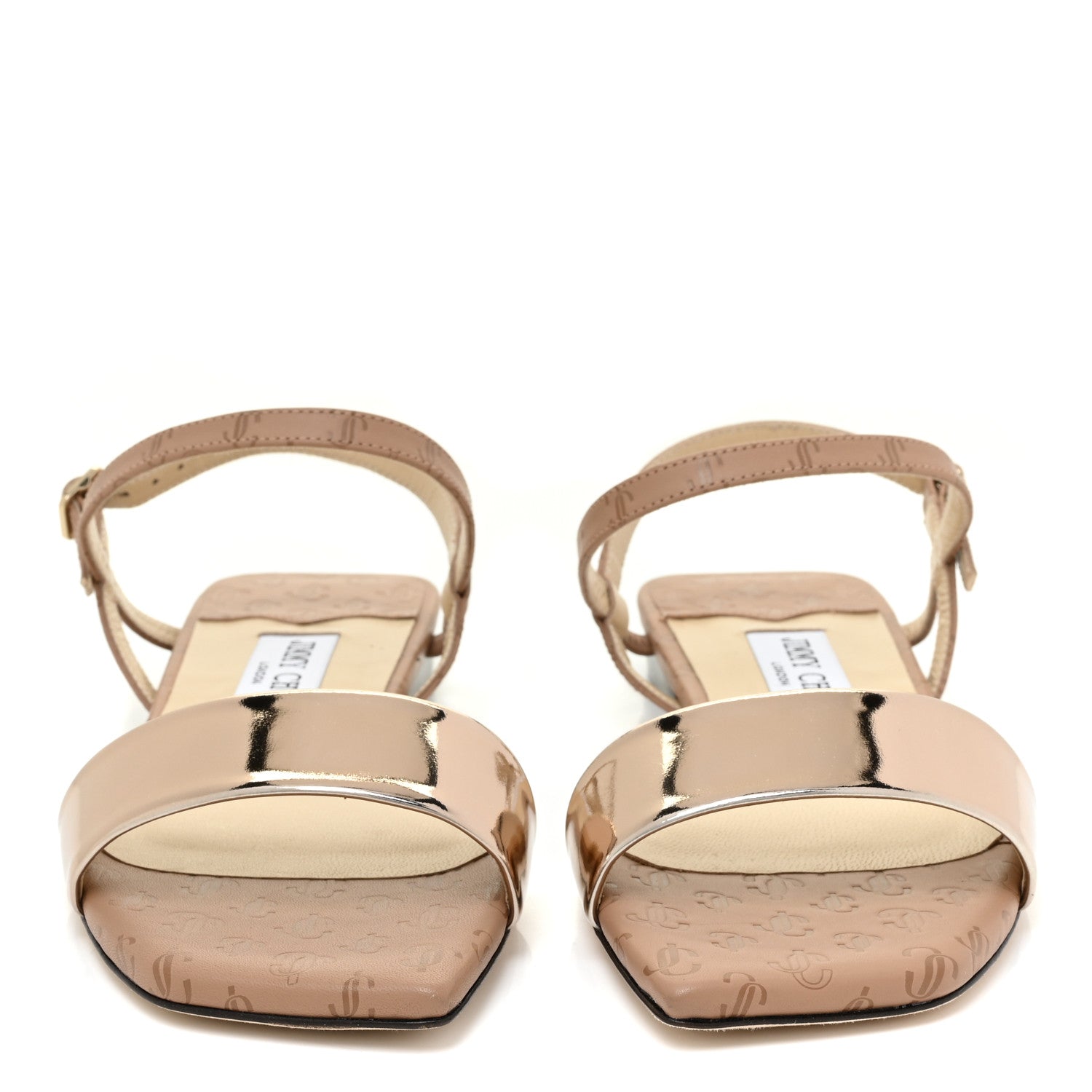Jimmy Choo Liquid Metallic Calfskin Aadra Flats 38.5 Sunkissed Caramel 2 of 11