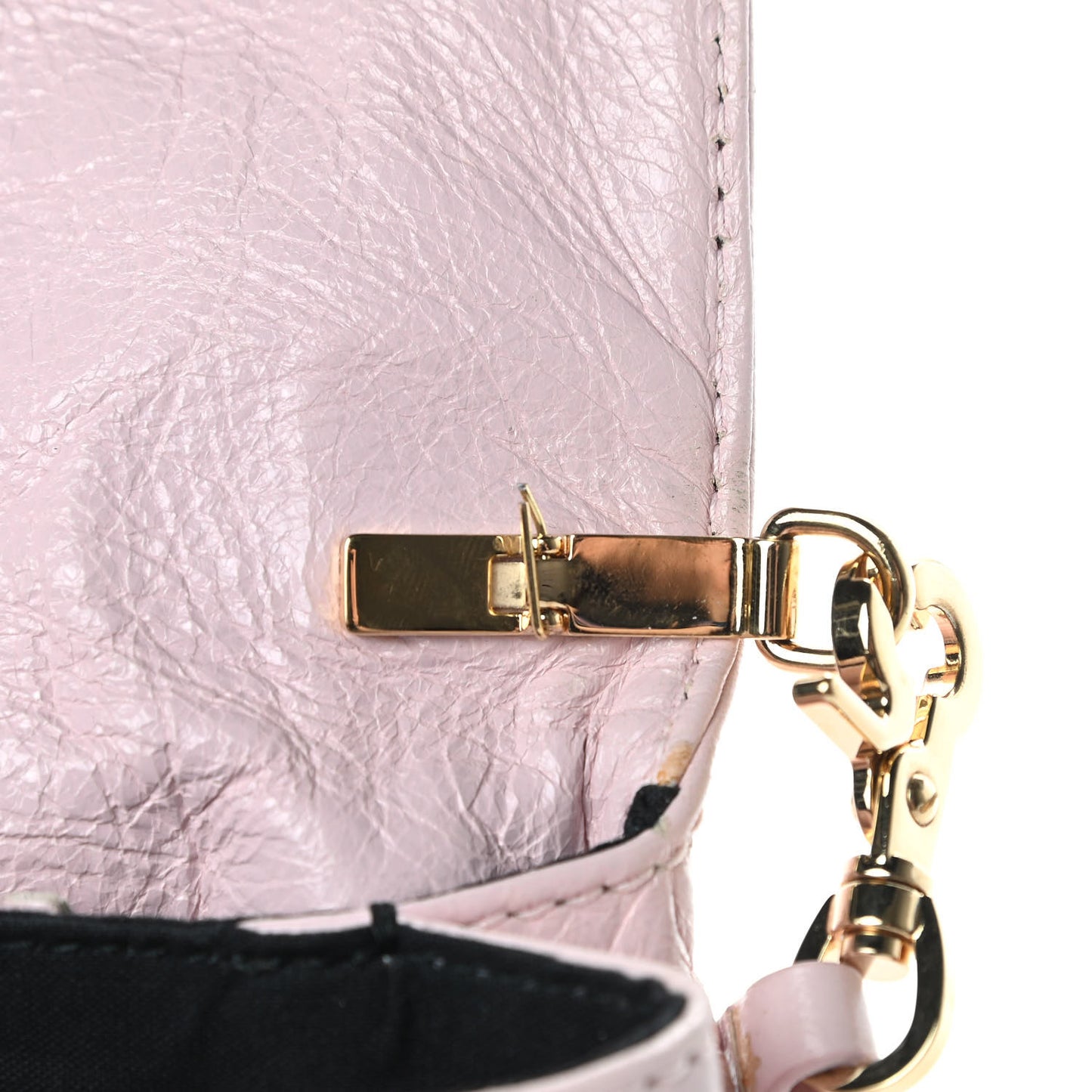 Agneau Giant 12 Gold Hardware Envelope Strap Clutch Rose Poudre