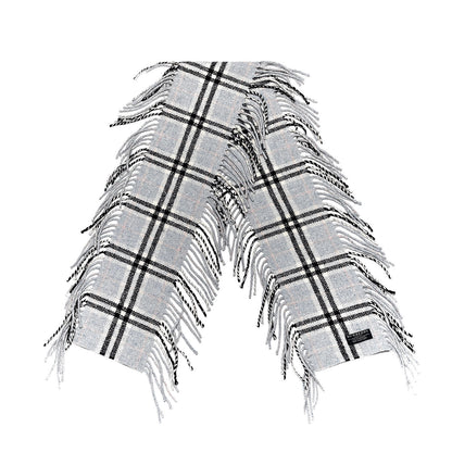 Burberry Merino Angora Cashmere Check Happy Fringe Scarf Light Blue 3 of 4