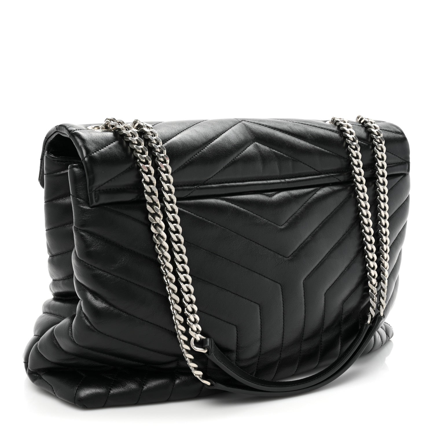 Saint Laurent Calfskin Y Quilted Monogram Large Loulou Chain Satchel Black 3 of 16