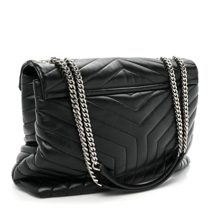 Saint Laurent Calfskin Y Quilted Monogram Large Loulou Chain Satchel Black 3 of 16