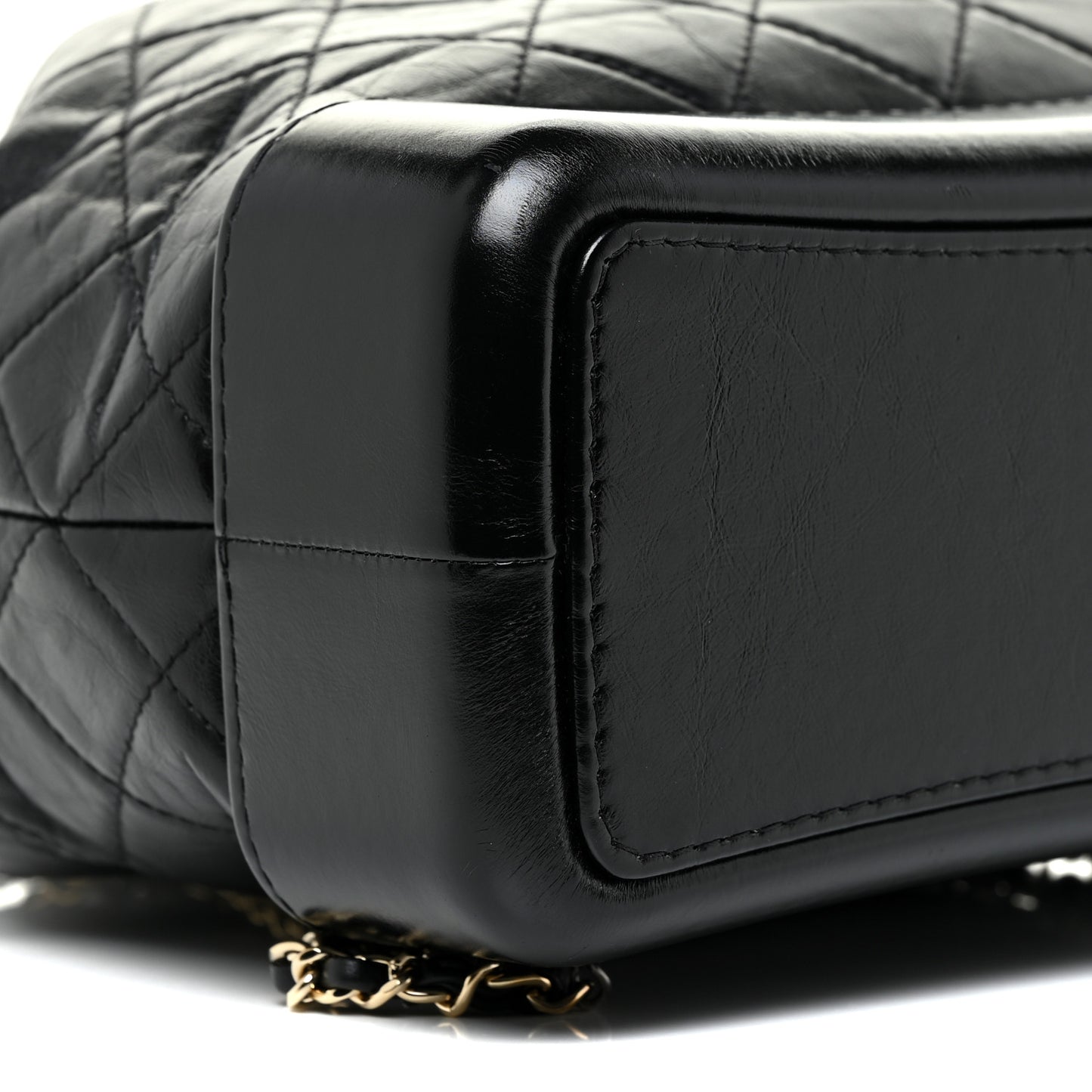 Aged Calfskin Quilted Gabrielle Backpack Black