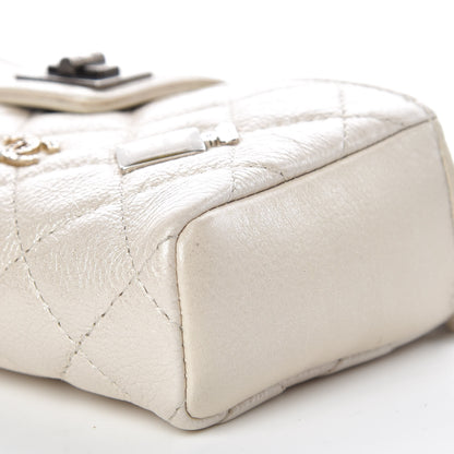 Chanel Metallic Calfskin Quilted Lucky Charms Mini Phone Holder Clutch Ivory 10 of 11