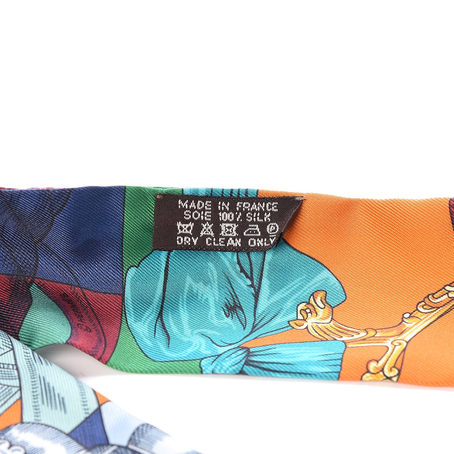 Hermes Silk Cavalleria D'Etriers Twilly Emeraude Orange Turquoise 4 of 5