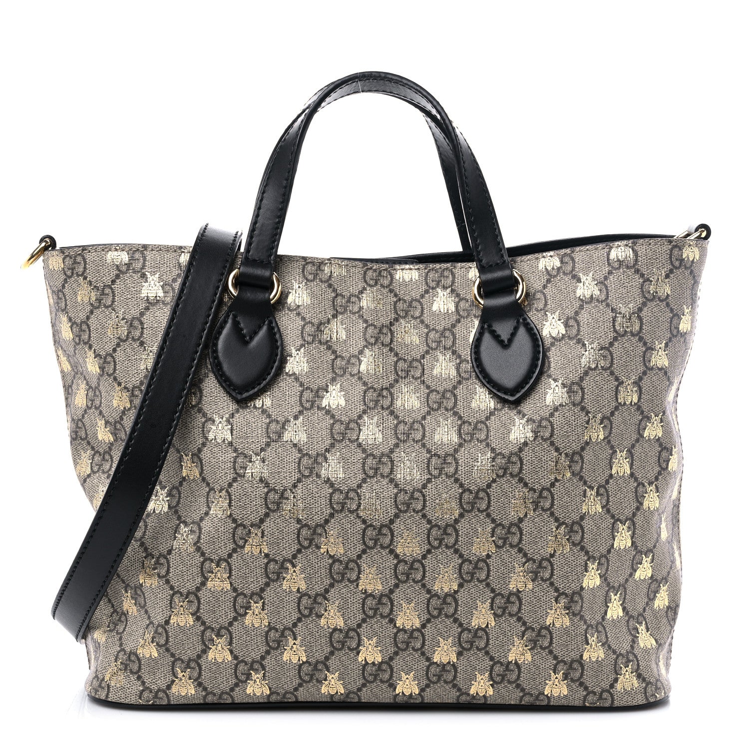 Gucci Soft GG Supreme Monogram Bees Small Crossbody Tote Beige Oro Black 1 of 10