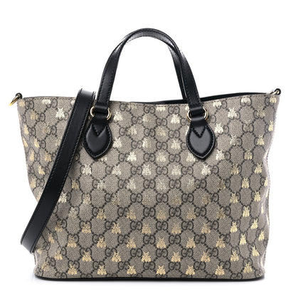 Gucci Soft GG Supreme Monogram Bees Small Crossbody Tote Beige Oro Black 1 of 10