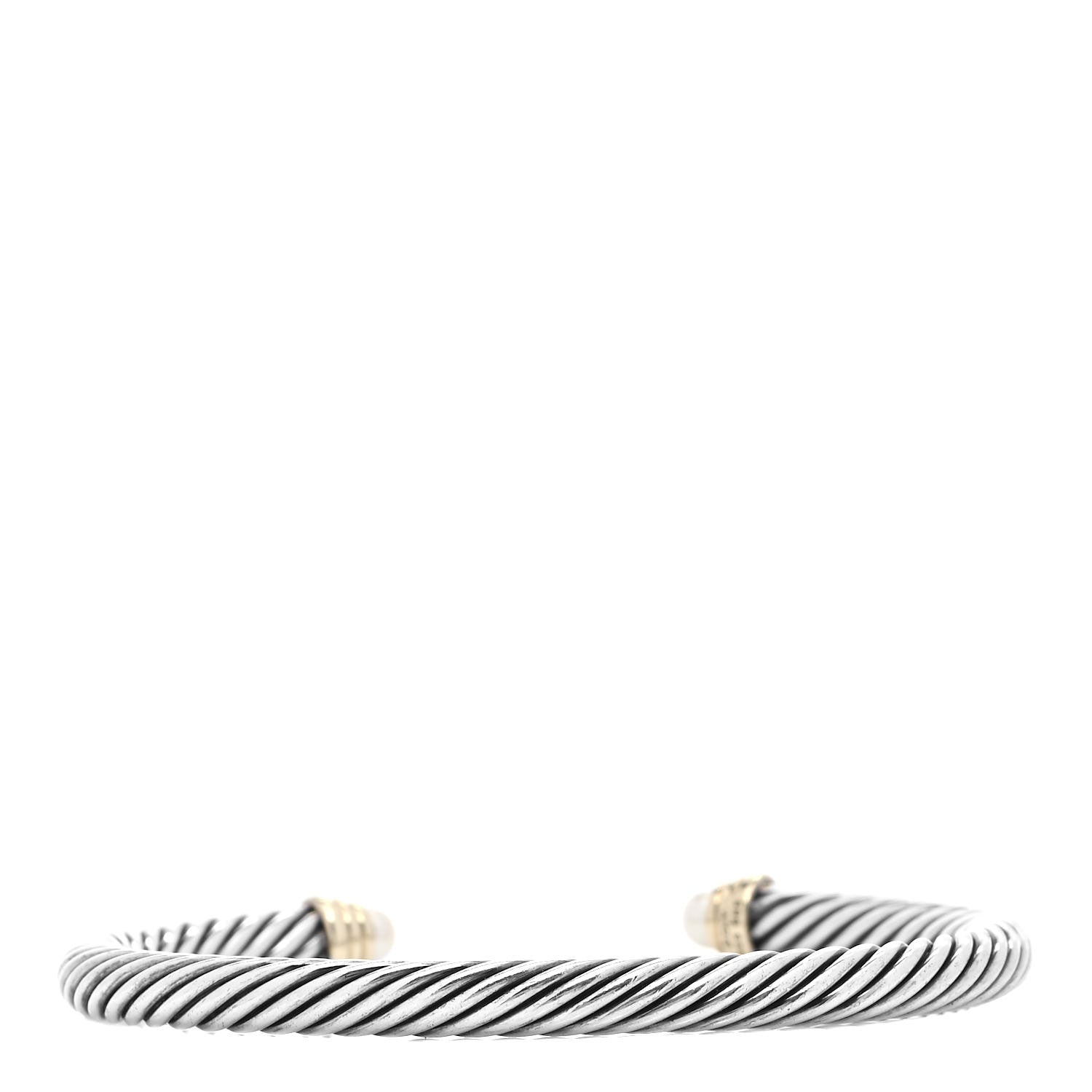 David Yurman Sterling Silver 14K Yellow Gold Pearl 5mm Cable Classics Petite Color Bracelet 3 of 4