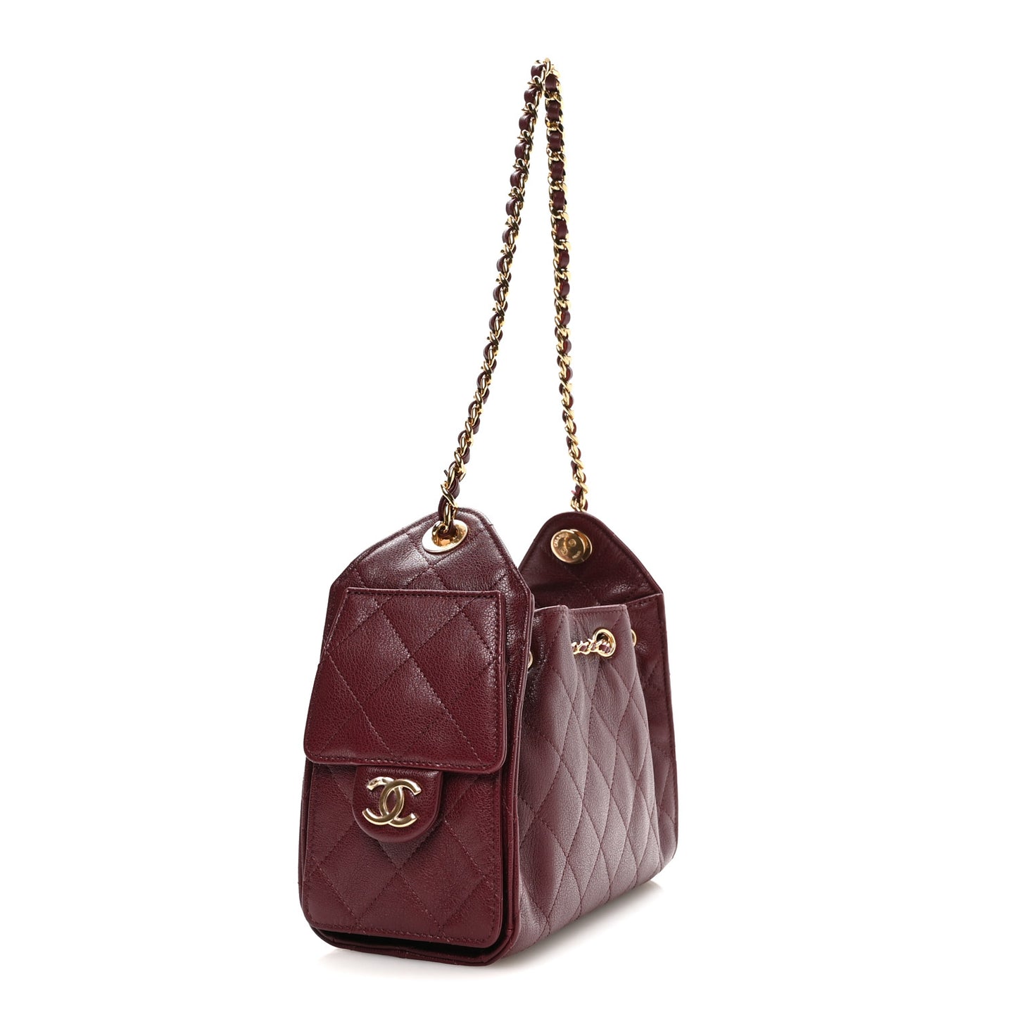 Goatskin Quilted Small Chanel 25 Handbag Dark Burgundy