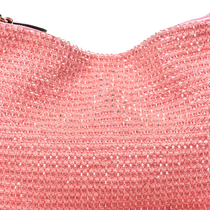 Jimmy Choo Satin Bead Embellished Callie Fringe Tassel Chain Evening Bag Pink 8 of 10