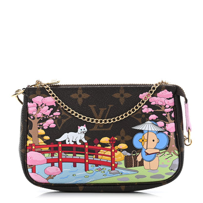Louis Vuitton Monogram 2021 Christmas Animation Japanese Garden Mini Pochette Accessories Wisteria Pink 1 of 8