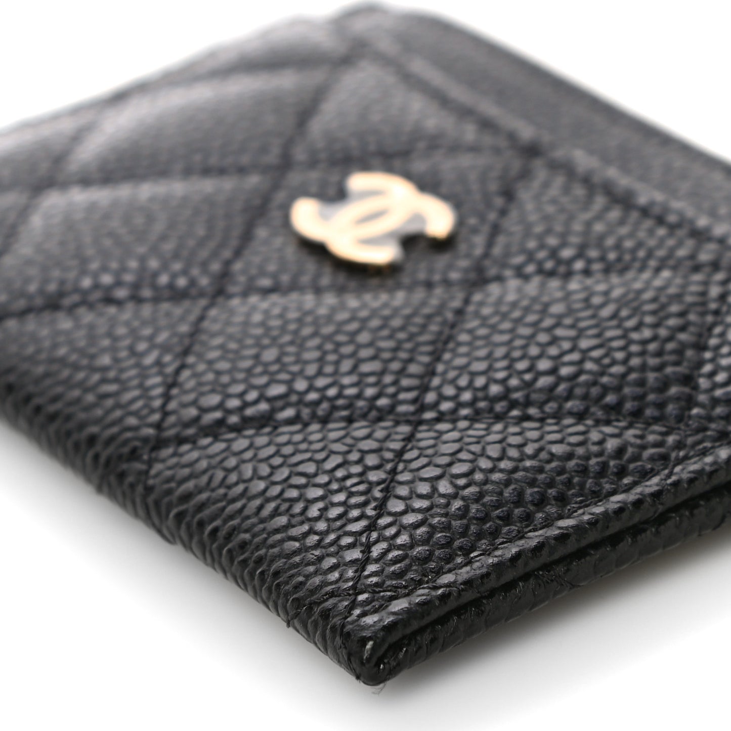 Caviar Quilted Card Holder Black