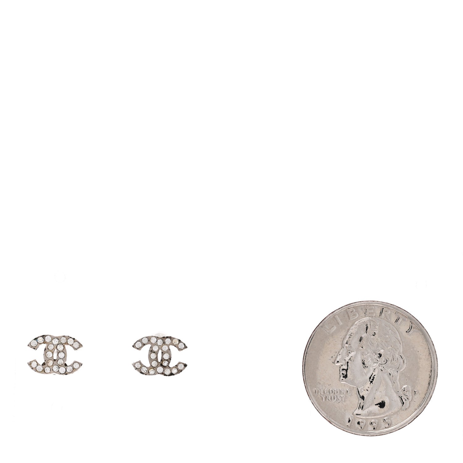 Chanel Crystal Mini CC Earrings Silver 2 of 4