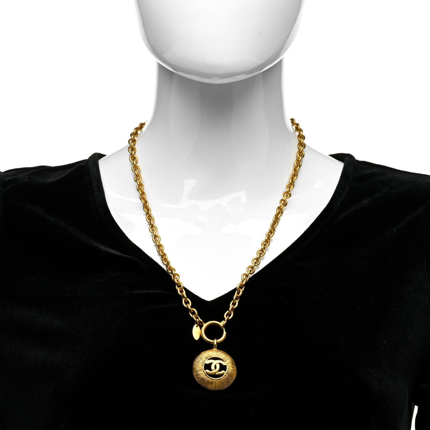 Chain CC Medallion Necklace Gold