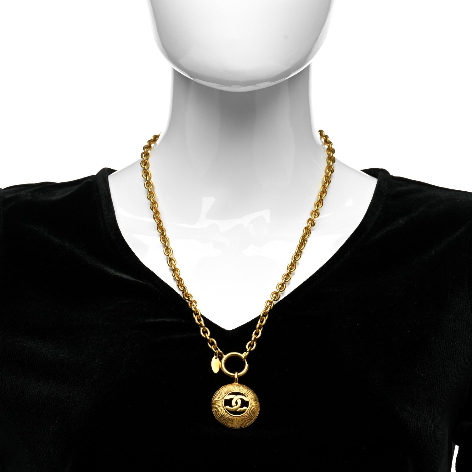 Chanel Chain CC Medallion Necklace Gold 2 of 6