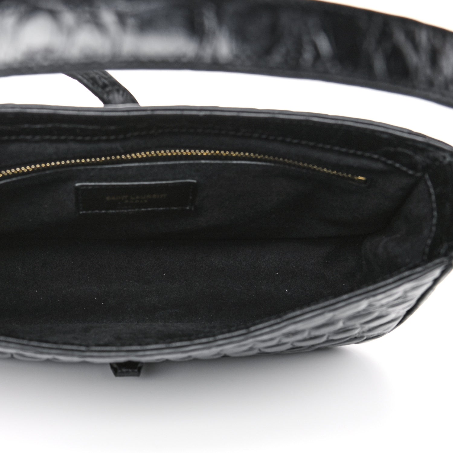 Saint Laurent Calfskin Crocodile Embossed Le 5 A 7 Hobo Black 4 of 9