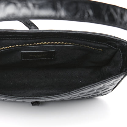 Saint Laurent Calfskin Crocodile Embossed Le 5 A 7 Hobo Black 4 of 9
