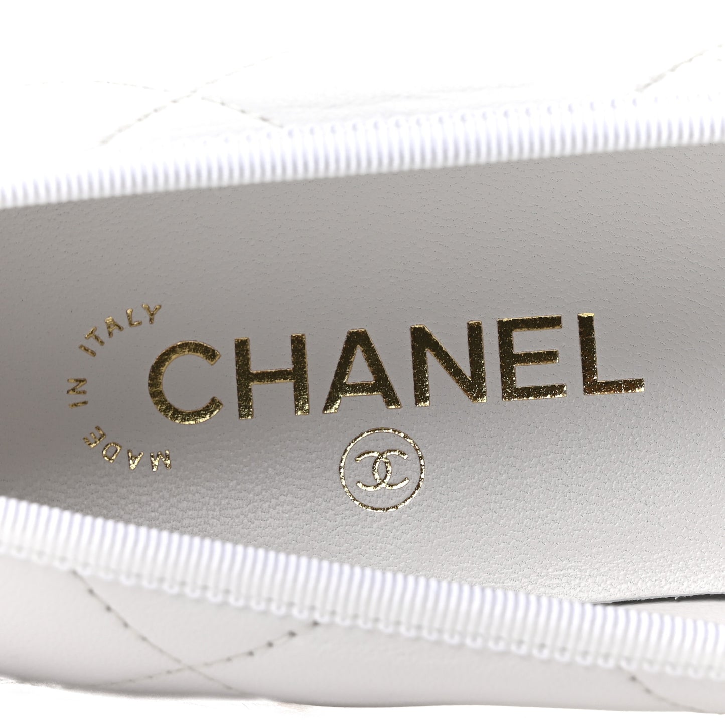 Lambskin Quilted CC Cambon Ballet Flats 41 White Black
