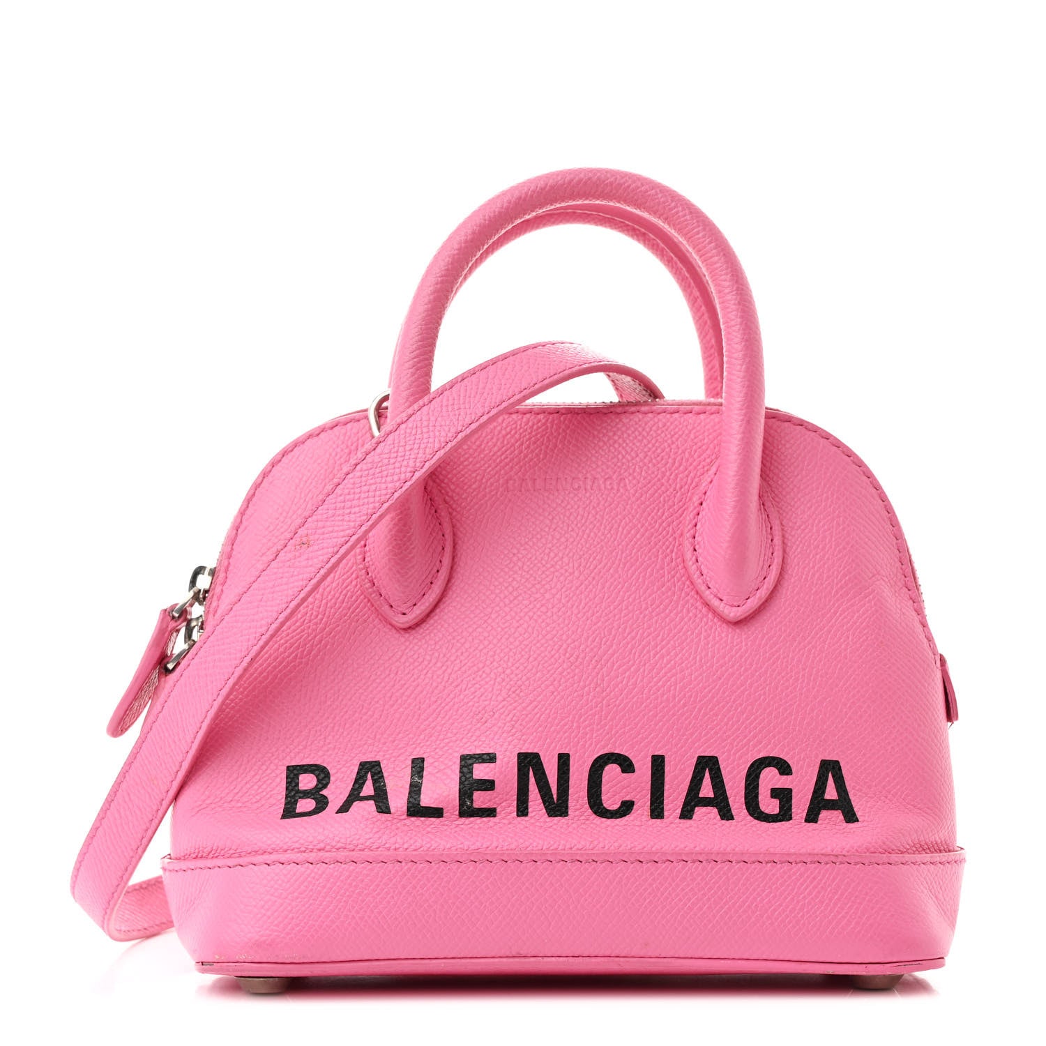 Balenciaga Signature Grained Calfskin Logo XXS Ville Top Handle Bag Rose Bubblegum Black 1 of 12
