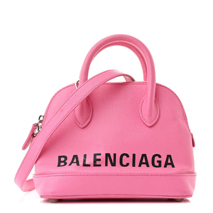 Balenciaga Signature Grained Calfskin Logo XXS Ville Top Handle Bag Rose Bubblegum Black 1 of 12
