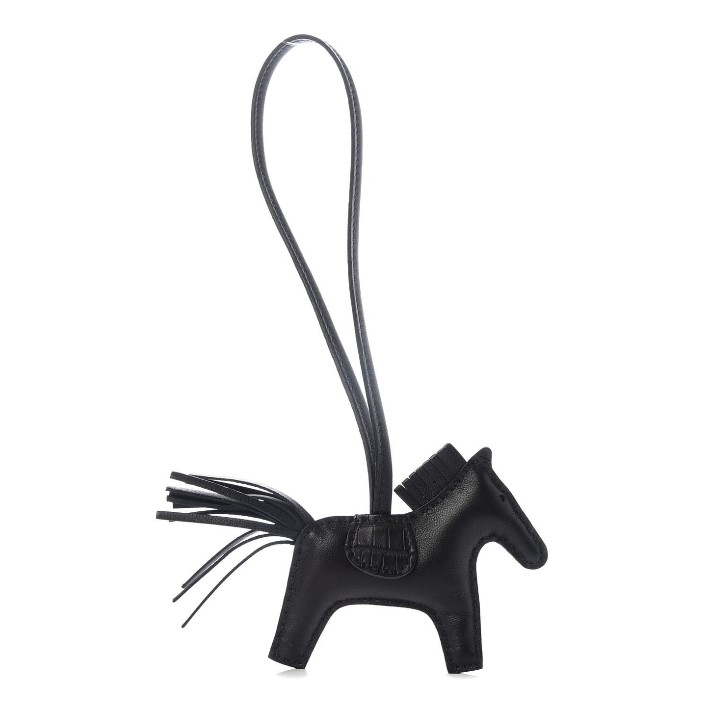 Milo Lambskin Matte Alligator Touch Grigri Rodeo Horse Bag Charm PM So Black