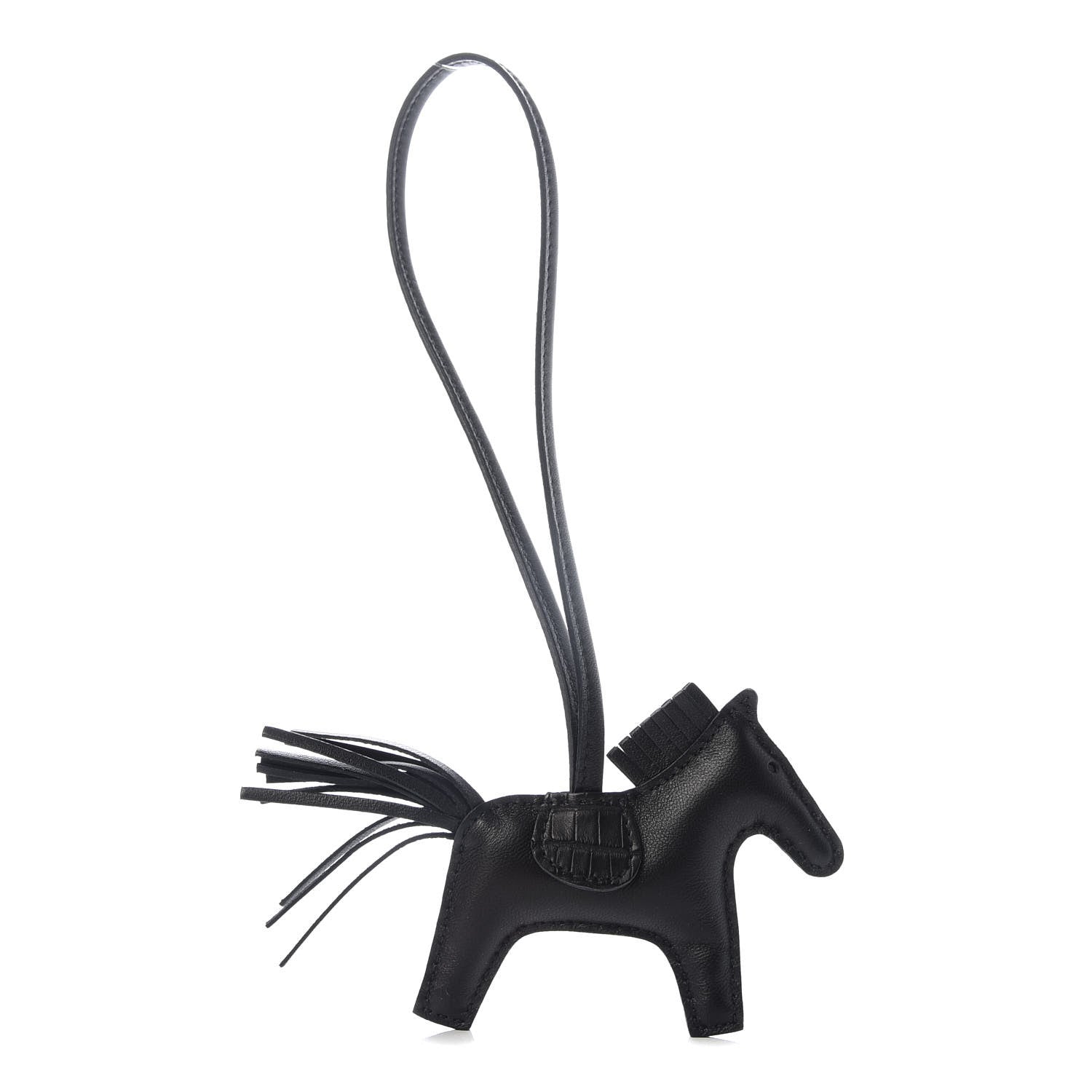 Hermes Milo Lambskin Matte Alligator Touch Grigri Rodeo Horse Bag Charm PM So Black 1 of 4