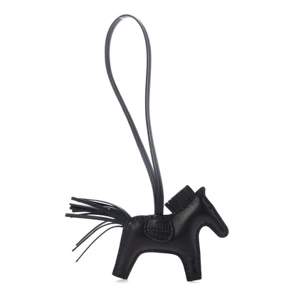 Hermes Milo Lambskin Matte Alligator Touch Grigri Rodeo Horse Bag Charm PM So Black 1 of 4