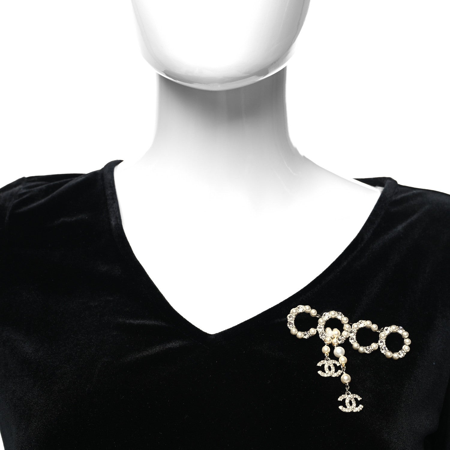 Chanel Pearl Crystal Coco Dangling Brooch Gold 1 of 4