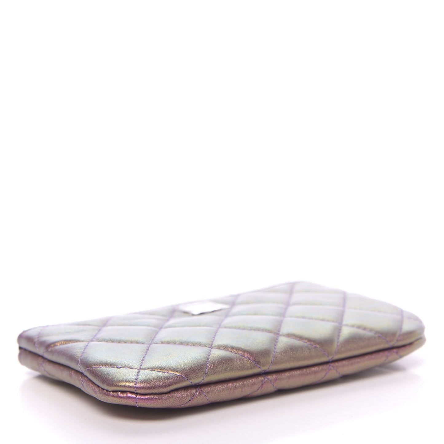 Iridescent Lambskin Quilted Small Cosmetic Case Purple