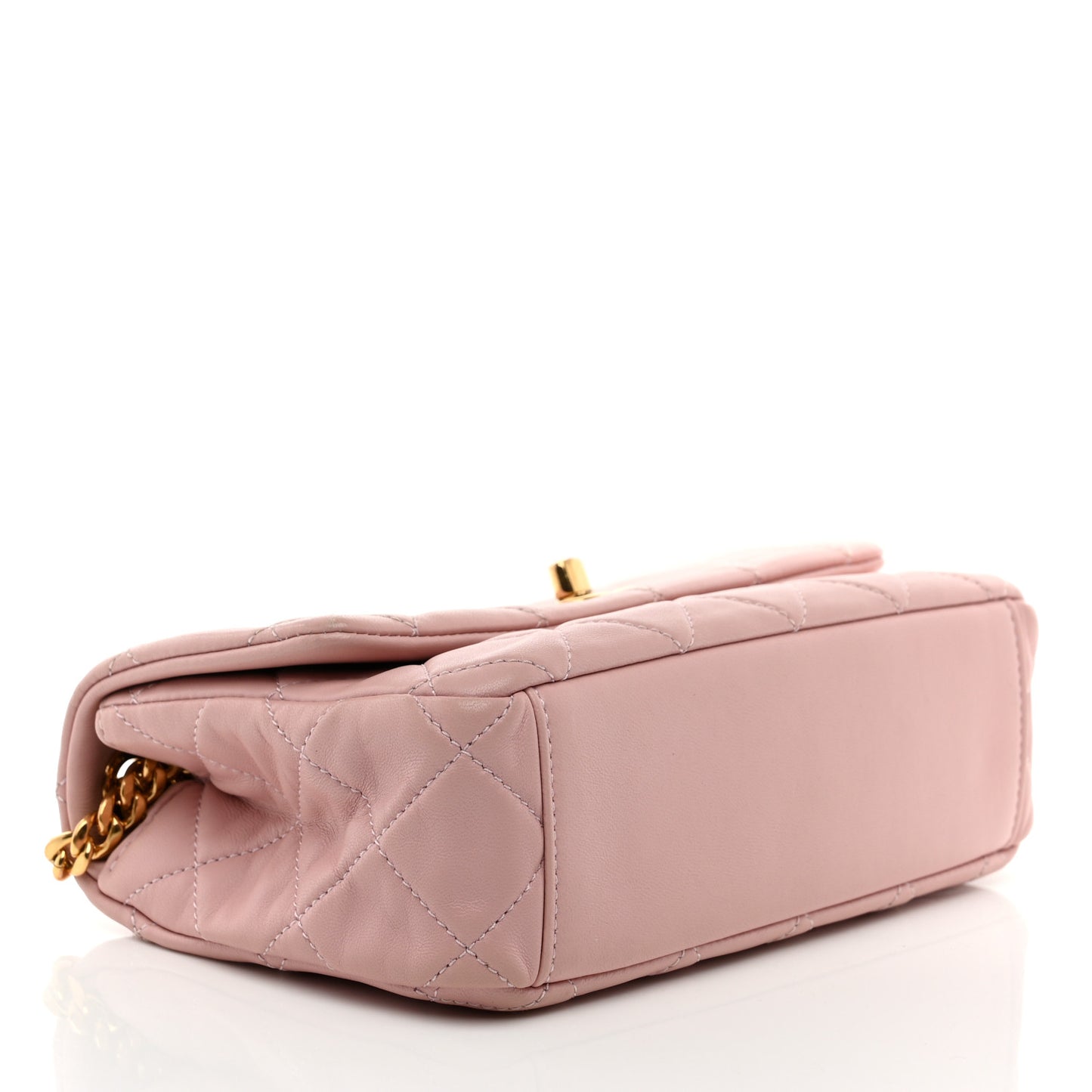 Lambskin Resin Pearl Quilted Small Flap Pink