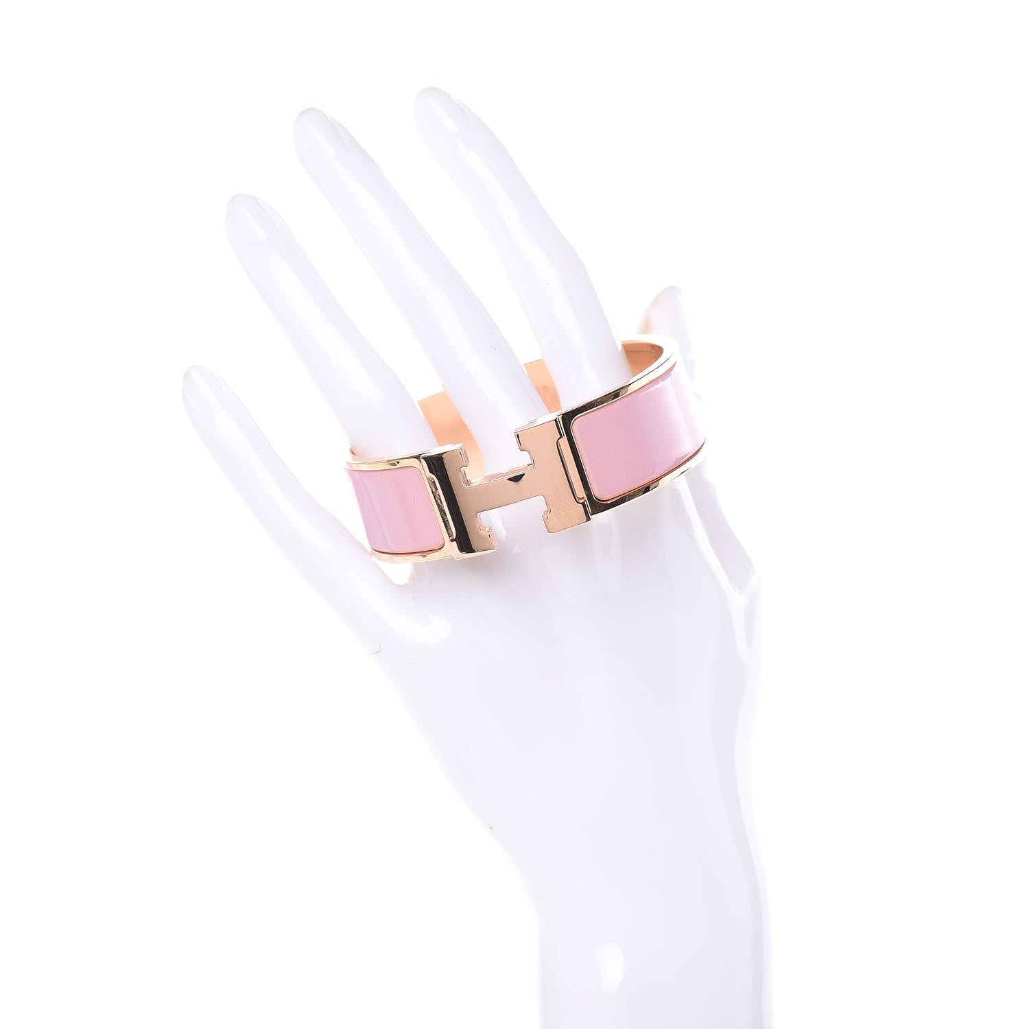 Hermes Enamel Wide Clic Clac H Bracelet GM Rose Nacarat 2 of 5
