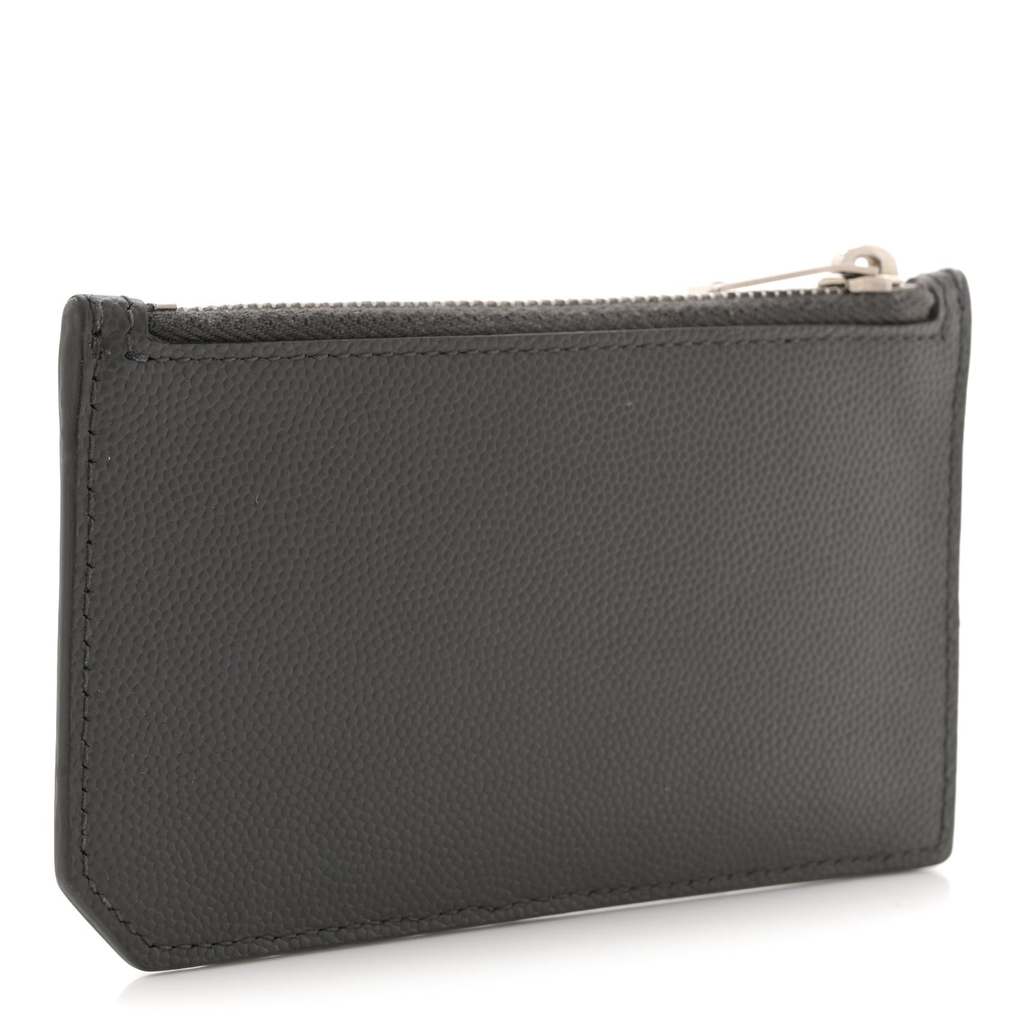 Grained Calfskin 5 Fragments Zip Pouch Card Holder Dark Grey