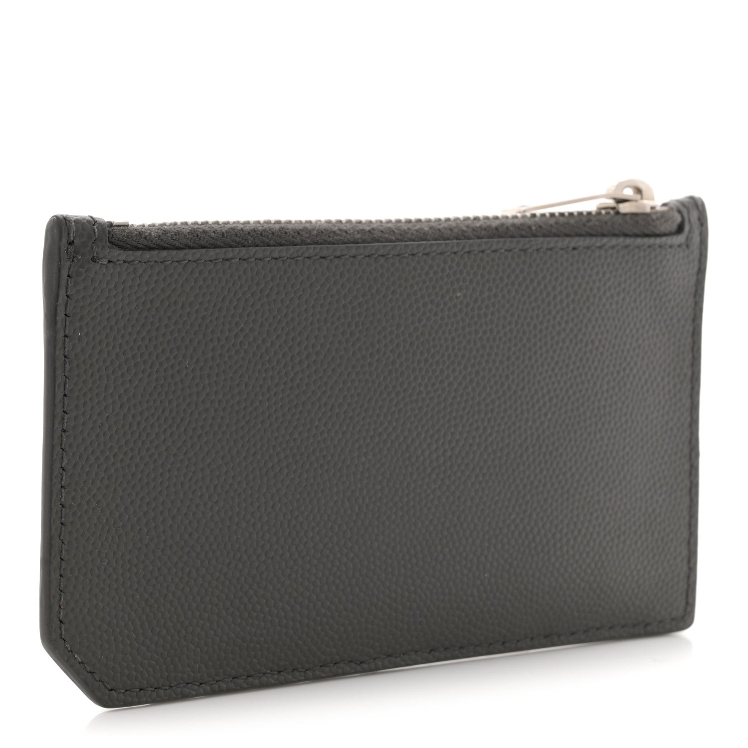 Saint Laurent Grained Calfskin 5 Fragments Zip Pouch Card Holder Dark Grey 3 of 8