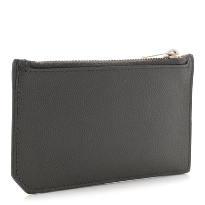 Saint Laurent Grained Calfskin 5 Fragments Zip Pouch Card Holder Dark Grey 3 of 8