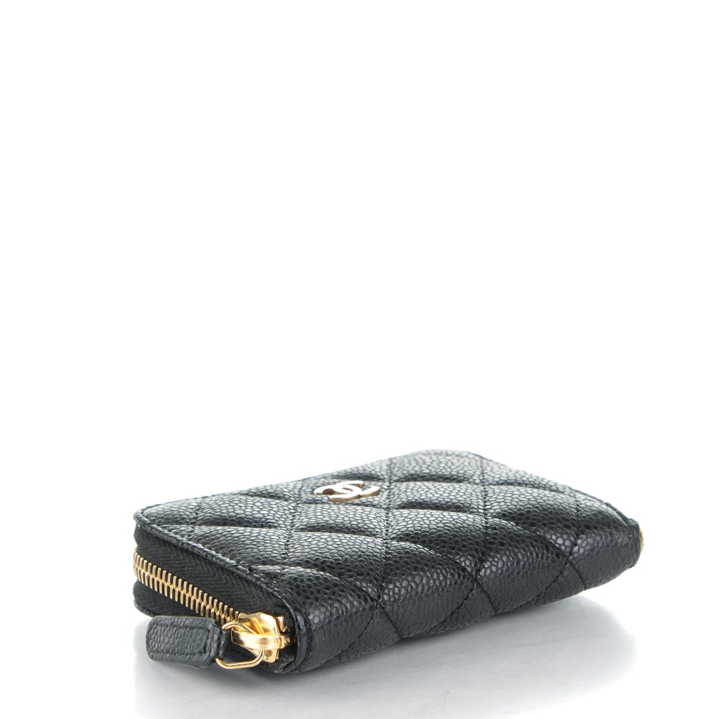 Caviar Quilted Zip Coin Purse Black