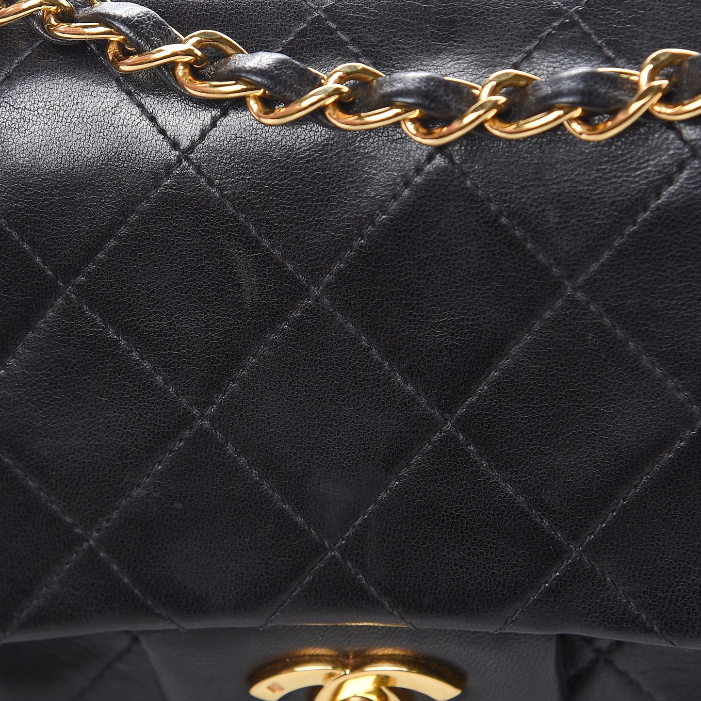 Lambskin Quilted Small Double Flap Black