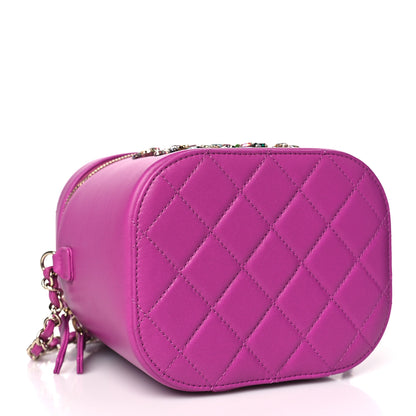 Chanel Lambskin Quilted Crystal CC Vanity Case Purple 4 of 11