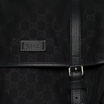 Gucci Nylon Monogram Double Buckle Flap Messenger Bag Black 7 of 12