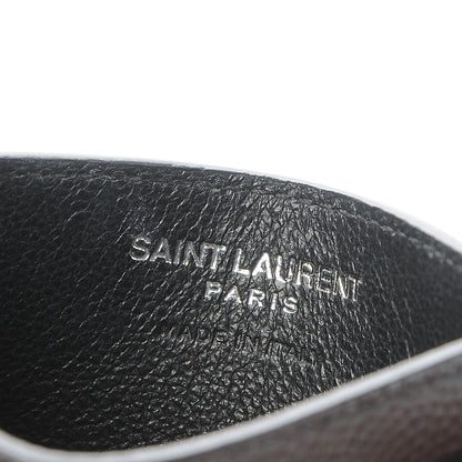 Saint Laurent Grain De Poudre Matelasse Chevron Monogram Credit Card Case Black 7 of 9