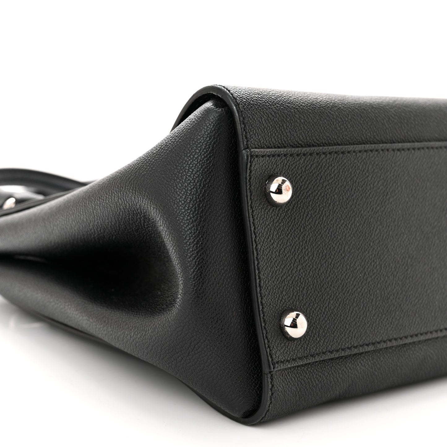 Soft Grain Calfskin Medium Buckle Tote Black