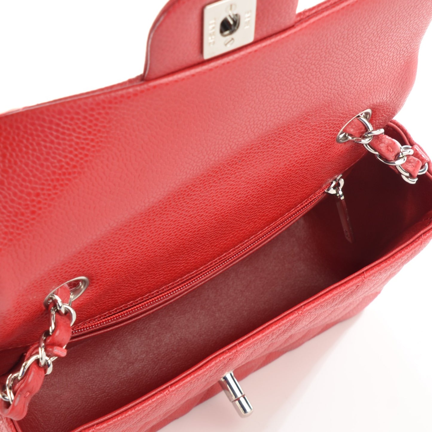 Caviar Quilted Mini Rectangular Flap Red