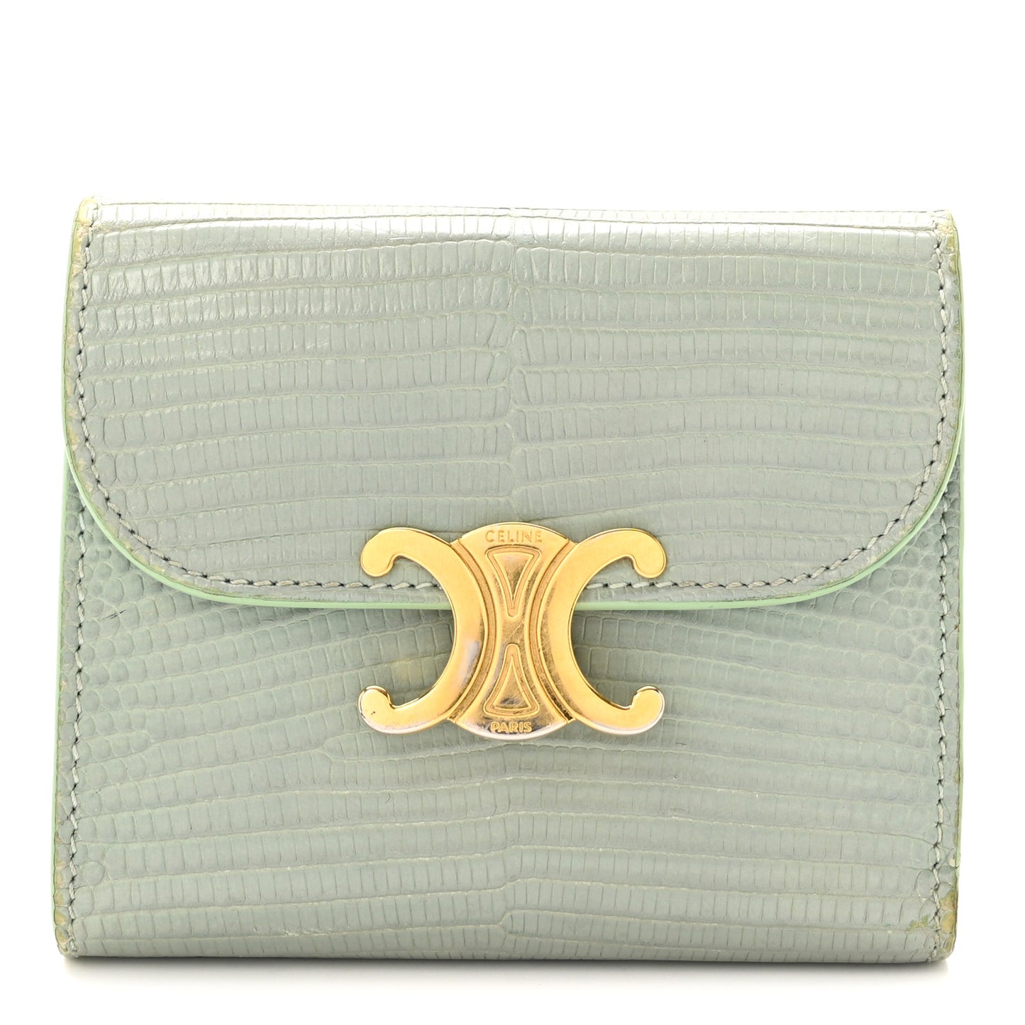 Lizard Small Triomphe Wallet Pastel Green
