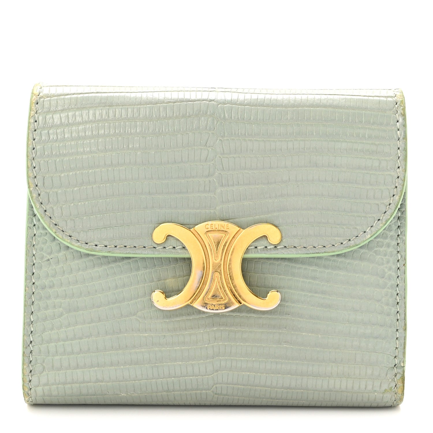 Celine Lizard Small Triomphe Wallet Pastel Green 1 of 7