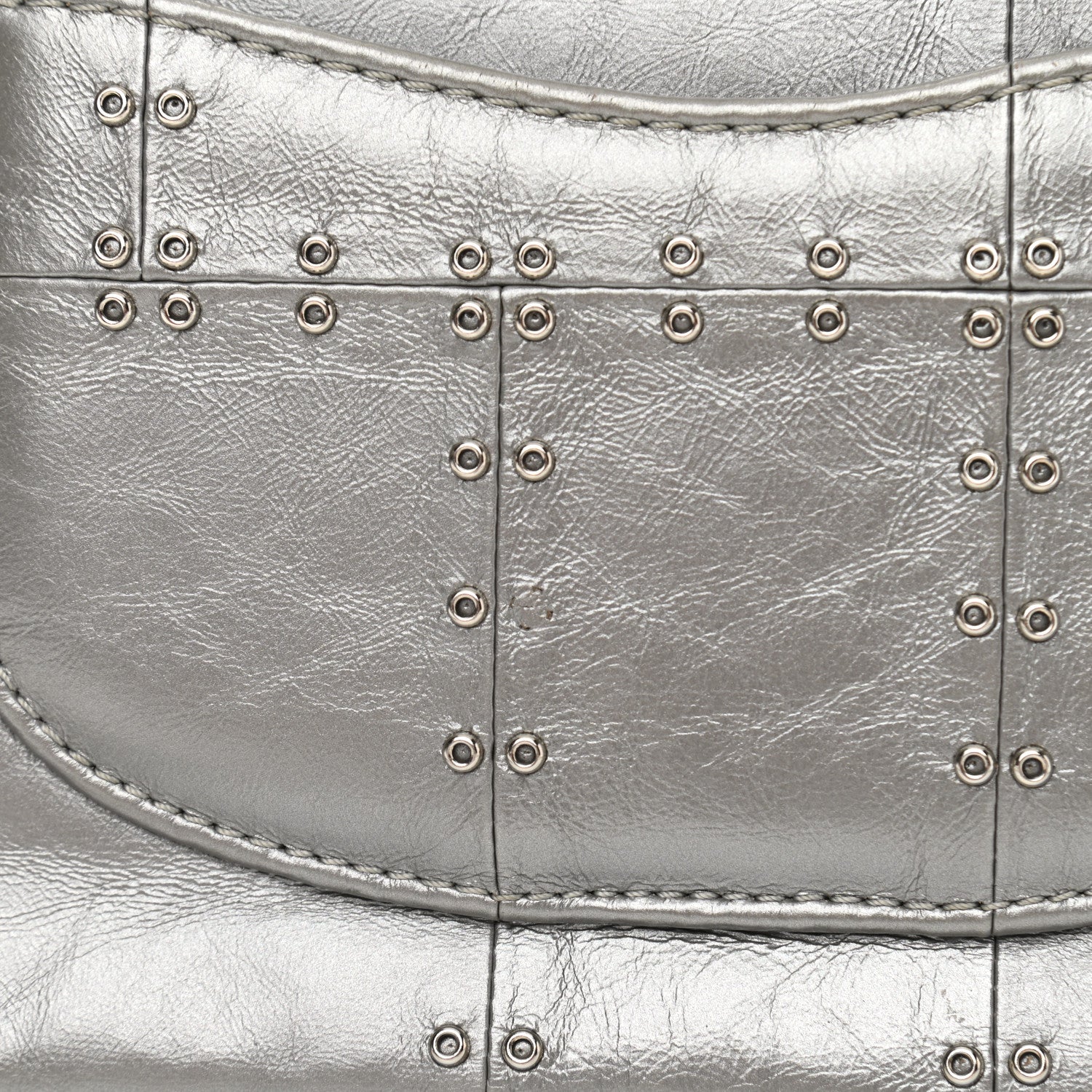 Chanel Glazed Calfskin Grommet Embellished Medium Airline Double Flap Silver 12 of 13