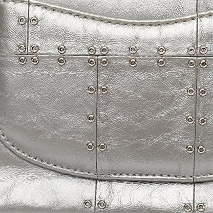 Chanel Glazed Calfskin Grommet Embellished Medium Airline Double Flap Silver 12 of 13