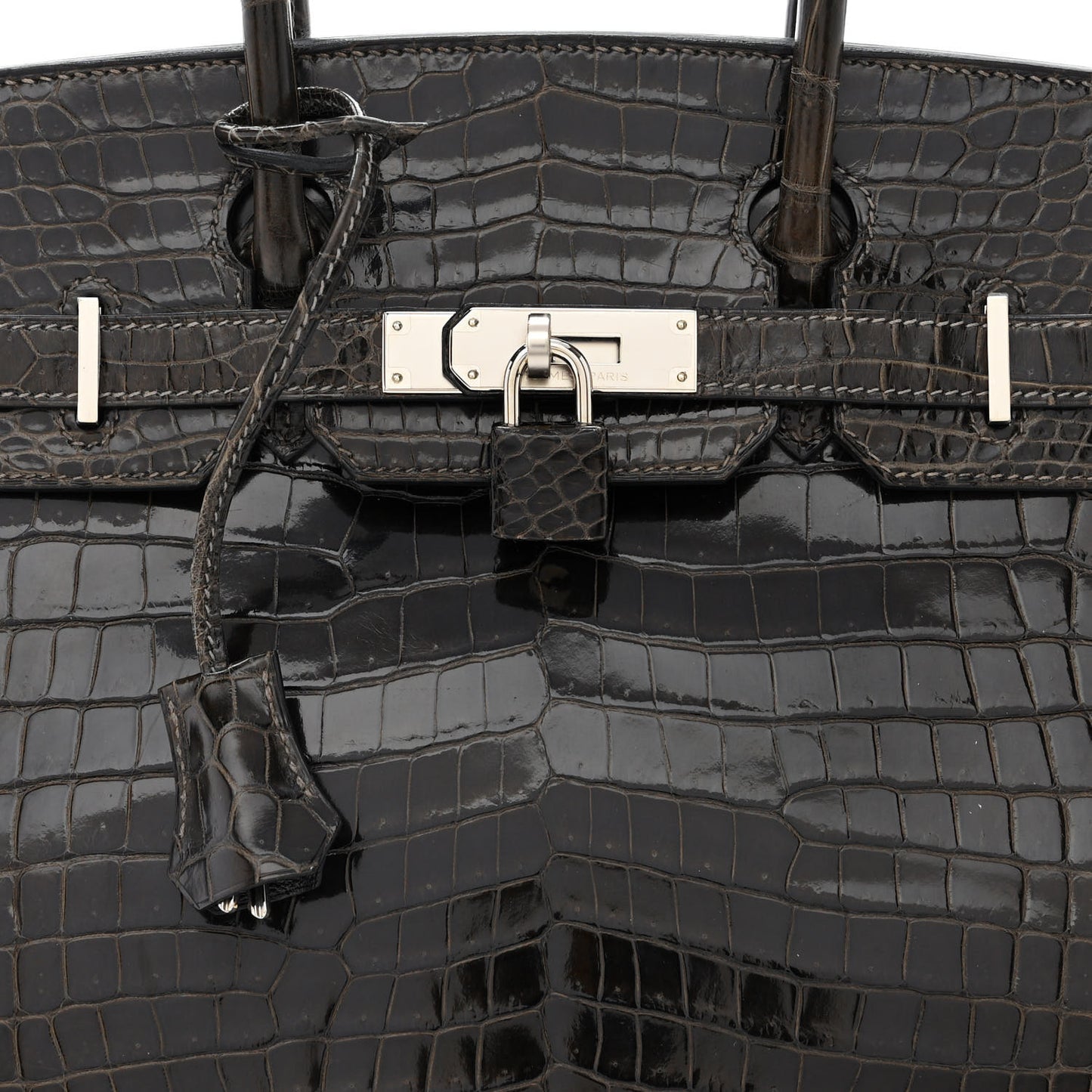 Shiny Porosus Crocodile Birkin 30 Graphite