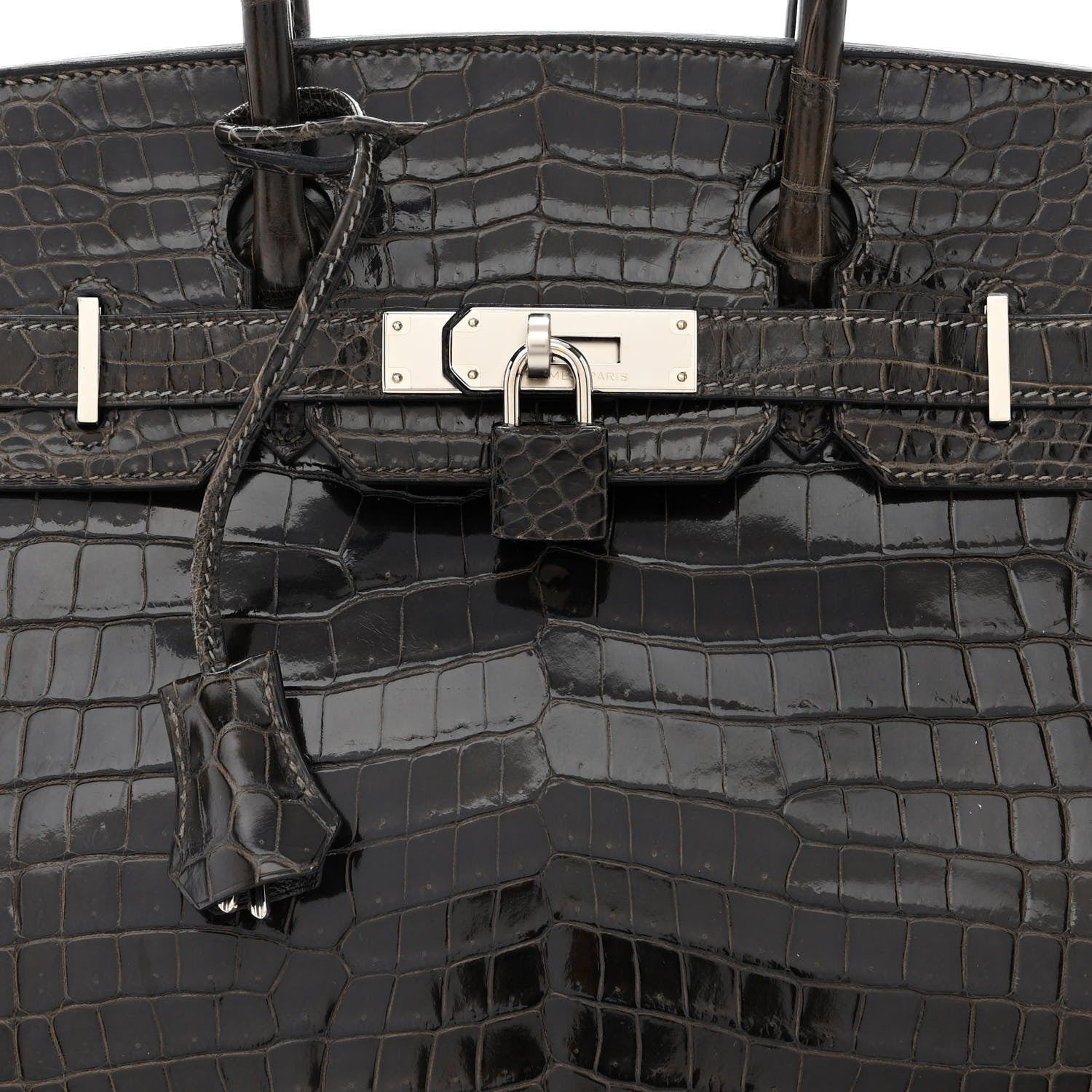Hermes Shiny Porosus Crocodile Birkin 30 Graphite 8 of 11